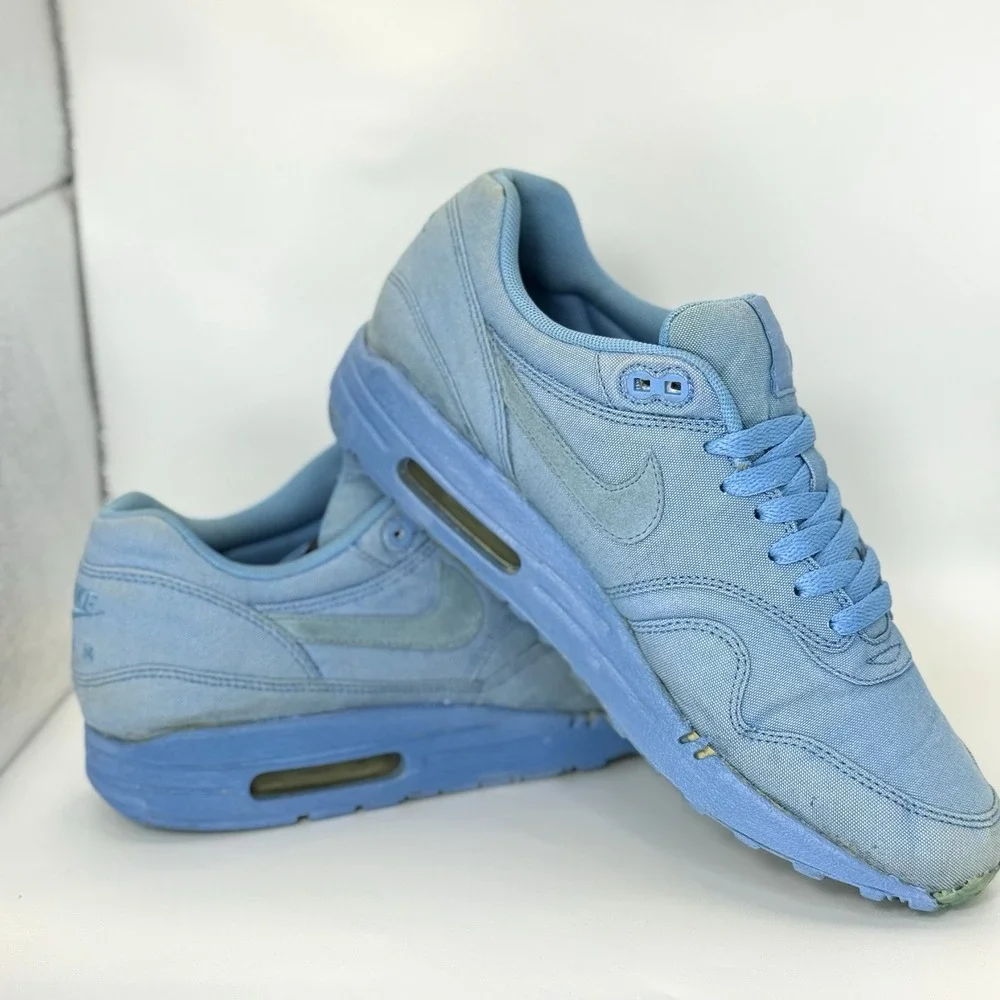 Please READ! Y2K Nike Air Max 1 Blue Canvas Sneakers Men 8.5 EUR 42 2010 Vietnam